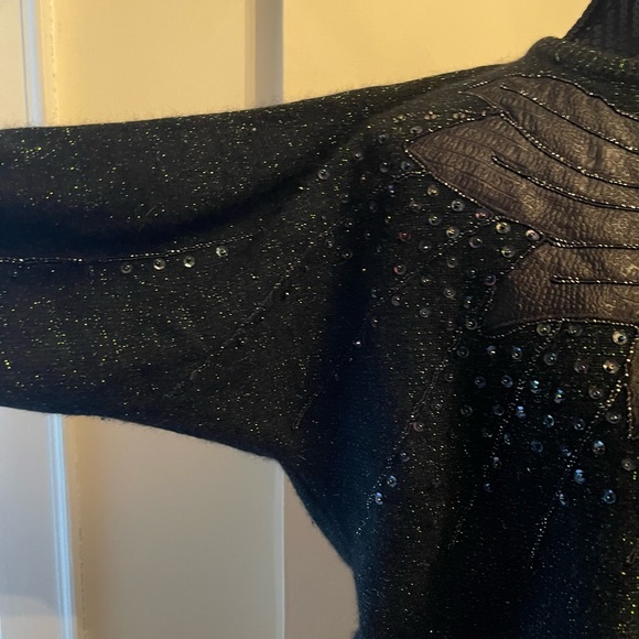 Vintage Uen Shadi 80s Black Beaded Dolman Sleeve Sweater - Picture 4 of 11
